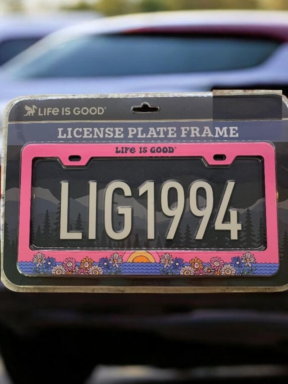 Life Is Good License Plate Frame Rainbow